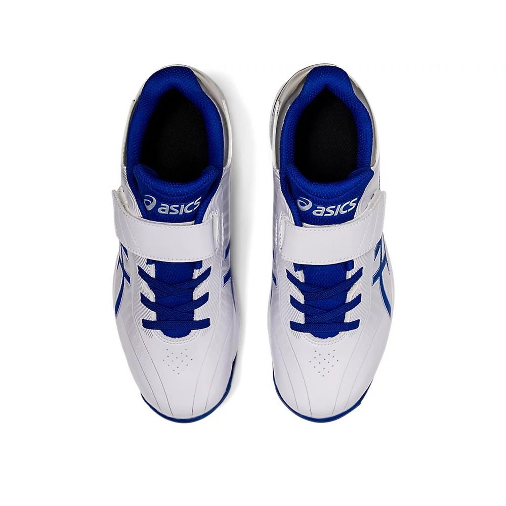 シ*ュ様 asics アシックス 青白 スパイクシューズ 27cm 縫いP加工不可】 野球 スパイク ジュニア アシックス 紐