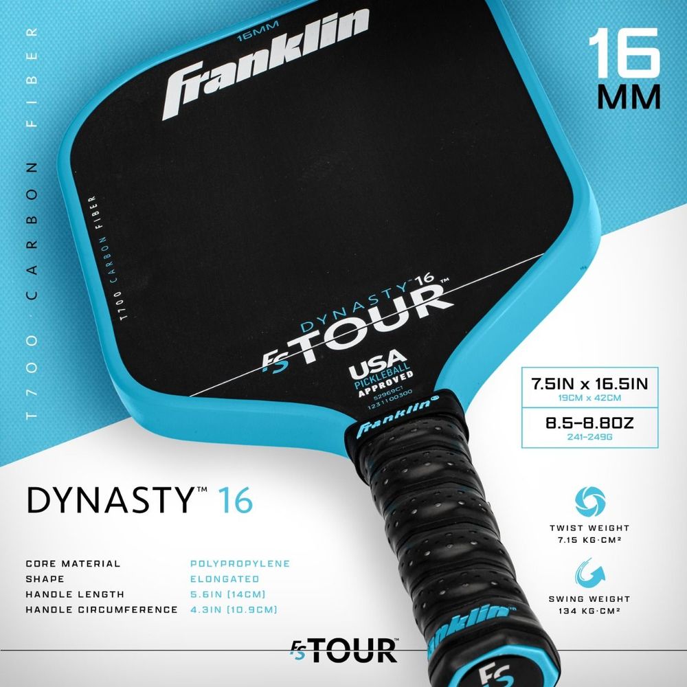 ピックルボールパドル  Franklin フランクリン FS Tour Dynasty 16mm Blue 52969C1_3