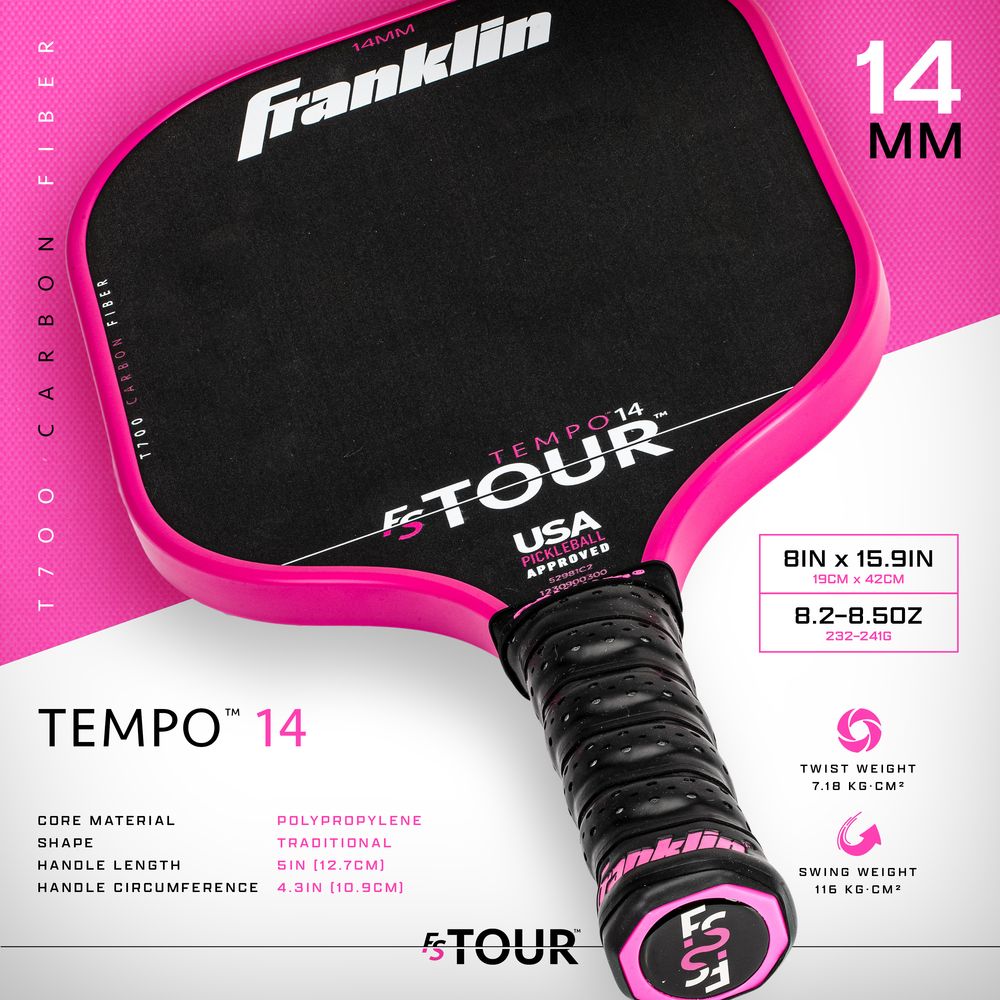 ピックルボールパドル  Franklin フランクリン FS TOUR TEMPO 14mm PINK 52981C2_2