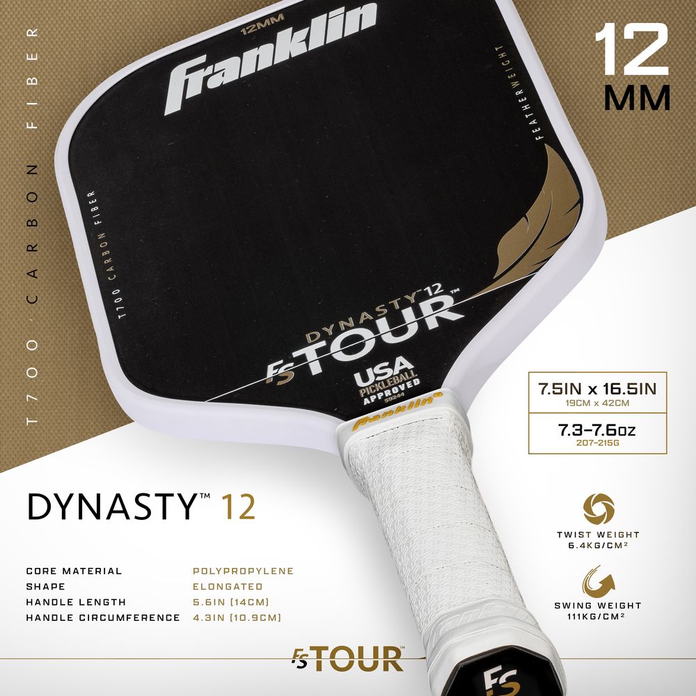 ピックルボールパドル  Franklin フランクリン FS Tour Dynasty FEATHERWEIGHT 12mm White 59244_7