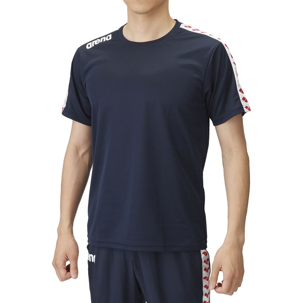 ASICS 日本代表 スポーツTシャツ ネイビー 水泳 アリーナ（arena） 水泳ウェア ユニセックス Tシャツ AS6SHT10U