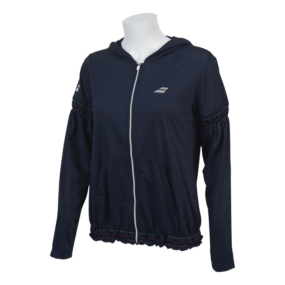 未使用に近い美品　バボラ　レディースフード付きジャケット　ホワイト×ネイビー　O 未使用に近い美品 バボラ レディースフード付きジャケット ホワイト