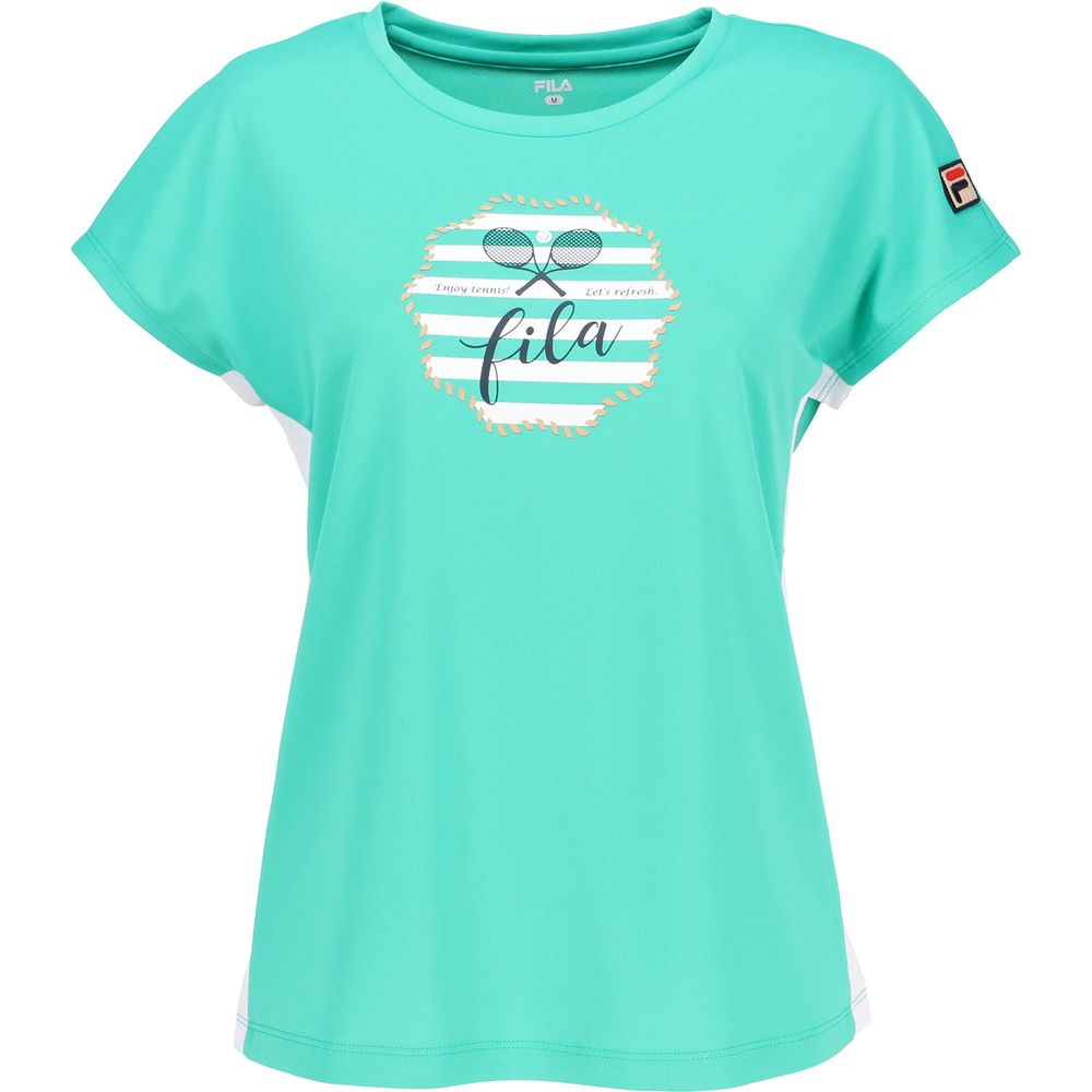 フィラ　テニスウェア　緑色トップス　Lサイズ　新品 FILA（フィラ） テニスウェア レディース グラフィックTシャツ