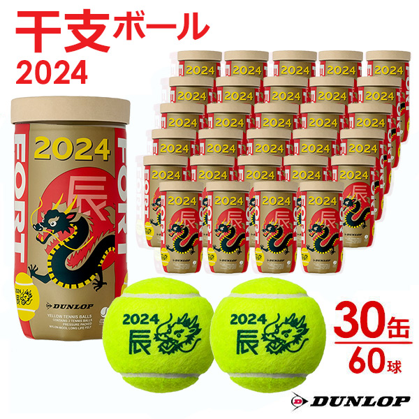 ダンロップ DUNLOP 硬式テニスボール 干支ボール 2024年「辰」FORT フォート  2個入 1箱 30缶/60球  DFF24ETOYL2『即日出荷』