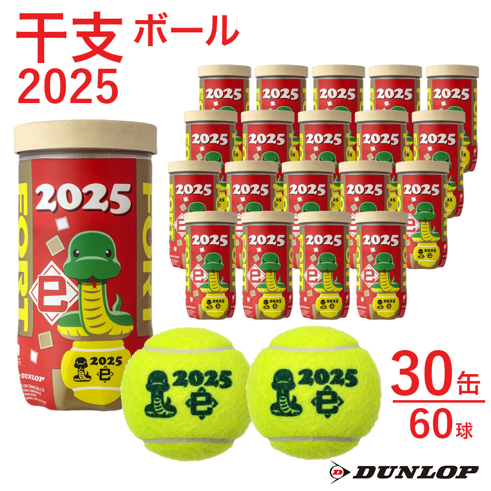 『即日出荷』ダンロップ DUNLOP テニステニスボール 干支ボール 2025年「巳」 FORT フォート 2個入 1箱 30缶/60球  DFF25ETOYL2DOZ