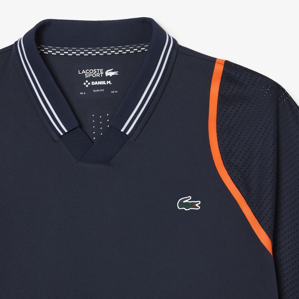 ラコステ LACOSTE テニスウェア メンズ 『ダニール・メドベージェフ』スキッパーネックポロシャツ DH1961-10-KXE 2023SS  『即日出荷』