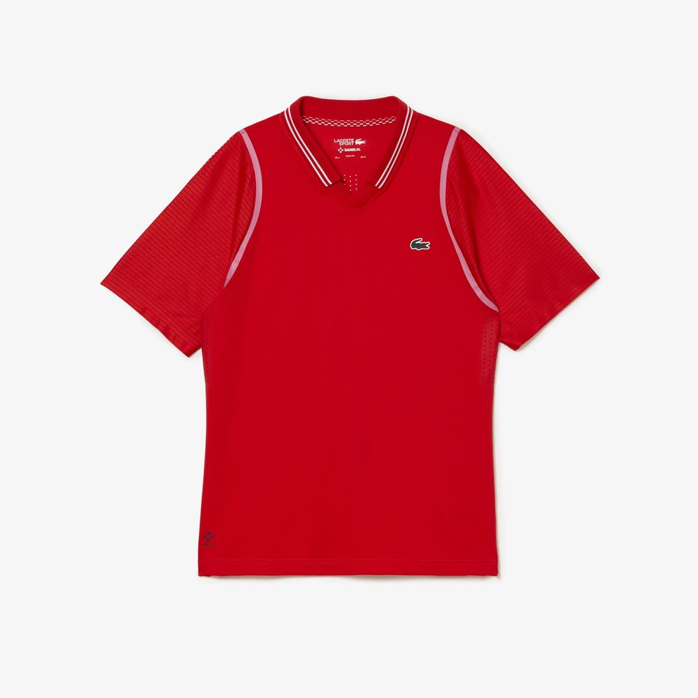 ラコステ LACOSTE テニスウェア メンズ 『ダニール・メドベージェフ』スキッパーネックポロシャツ DH1961-10-S5H 2023SS  『即日出荷』