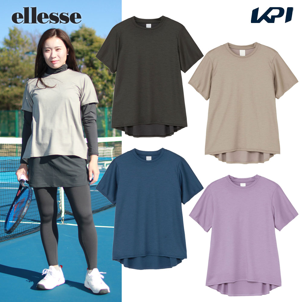 エレッセ Ellesse テニスウェア レディース リバースハニカムウールショートスリーブシャツ EW023321 2023FW｜kpi