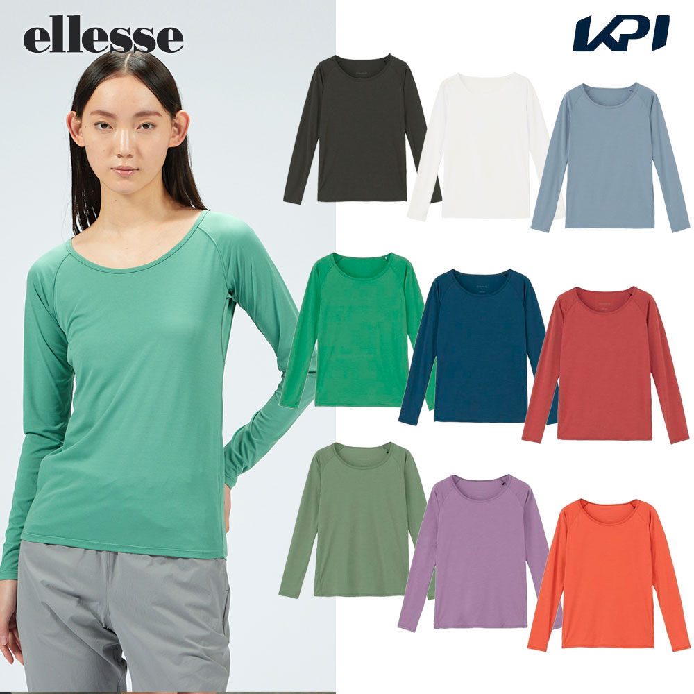 エレッセ Ellesse テニスウェア レディース スキンシェルブリーズクルーネックUVシャツ EW723100 2023FW