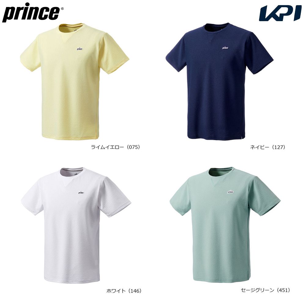 Prince テニスウェア ホワイト/ブルー LL Prince（プリンス） テニスウェア ユニセックス ゲームシャツ MS6011