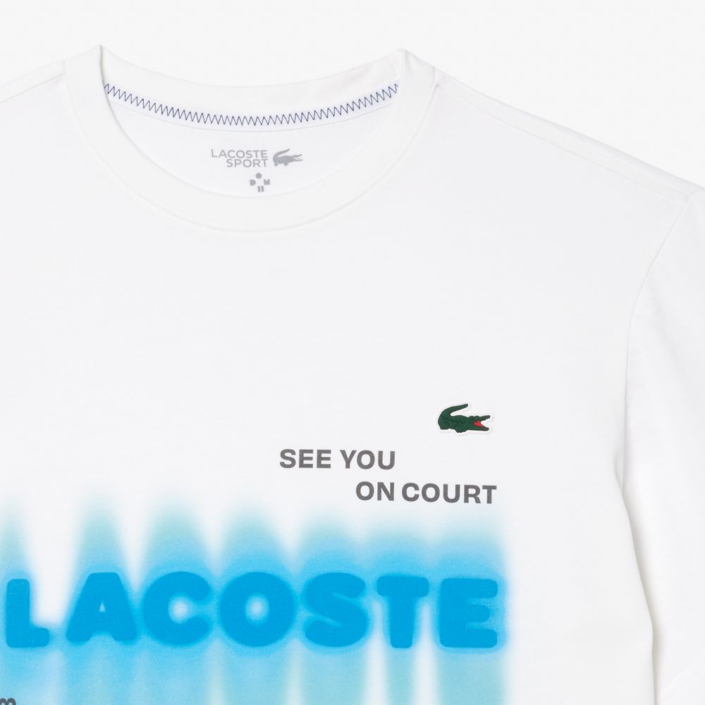 Lacoste x テニス メドベージェフ★半袖 ドライ 速乾 Tシャツ ダニール・メドベージェフ』シグネチャープリントドライTシャツ