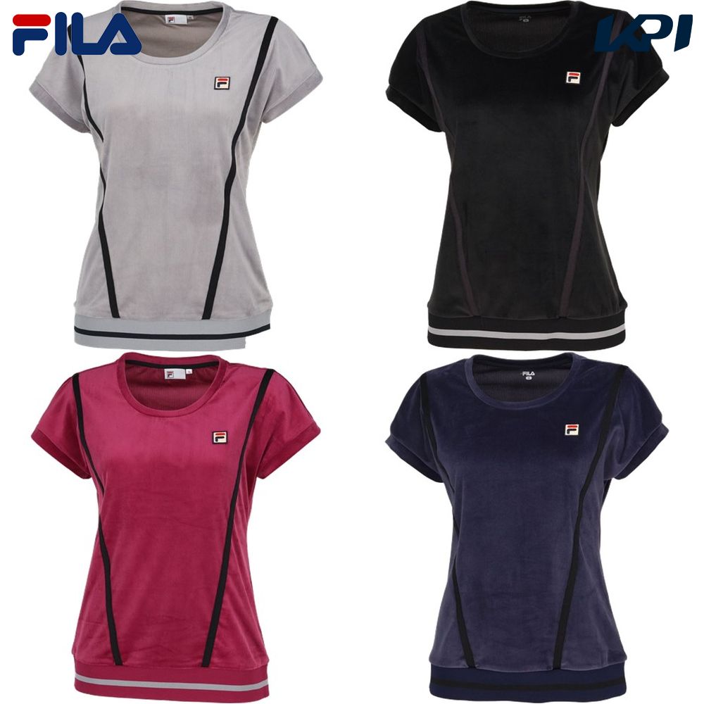 フィラ FILA テニスウェア レディース ゲームシャツ 半袖 L 紺 - ウェア