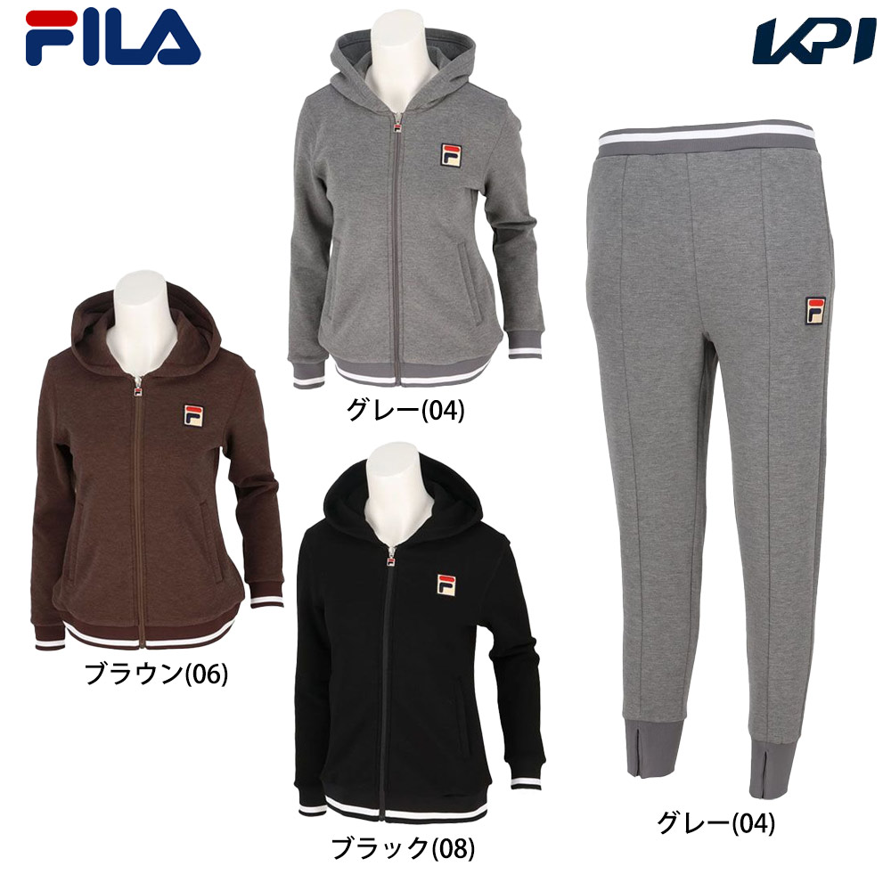 フィラ FILA テニスウェア レディース   「上下セット」パーカーVL2955＋パンツ VL2958 グレー VL2955-VL2958-04 2024FW