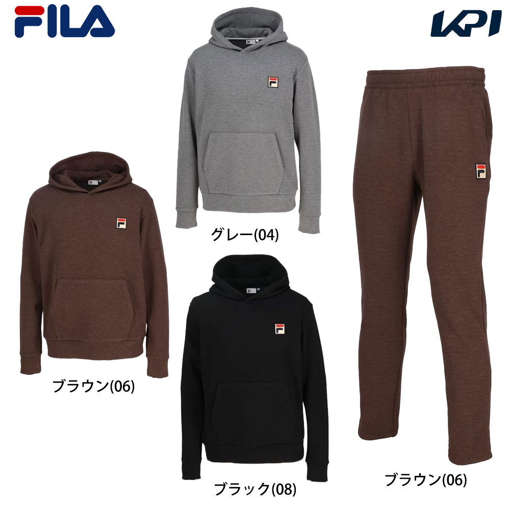 フィラ FILA テニスウェア メンズ   「上下セット」パーカーVM5712＋パンツ VM5713 ブラウン VM5712-VM5713-06 2024FW