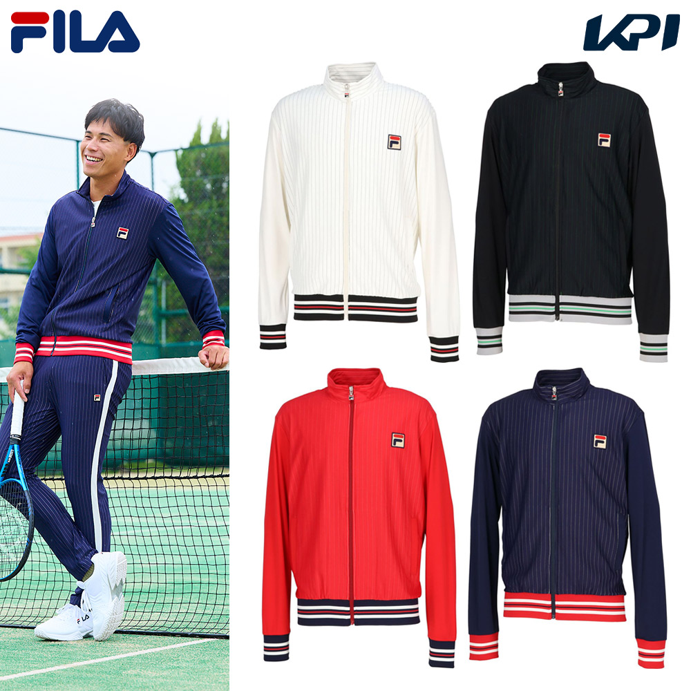 フィラ FILA テニスウェア メンズ トラックジャケット ストライプジャガードジャケット VM5627 2023FW｜kpi