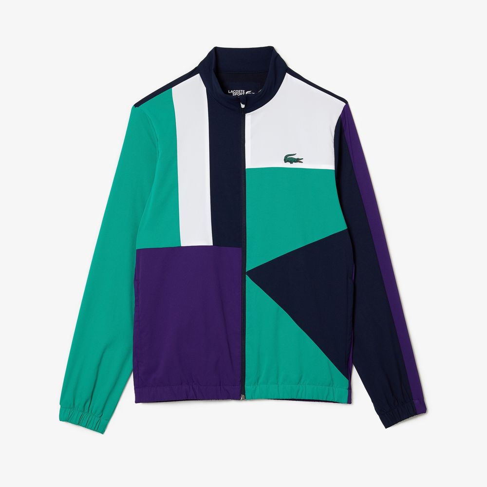 ラコステ LACOSTE テニスウェア メンズ アシンメトリーカラーブロック セットアップトラックスーツ 上下セット WH9442L-XSB  2022FW『即日出荷』