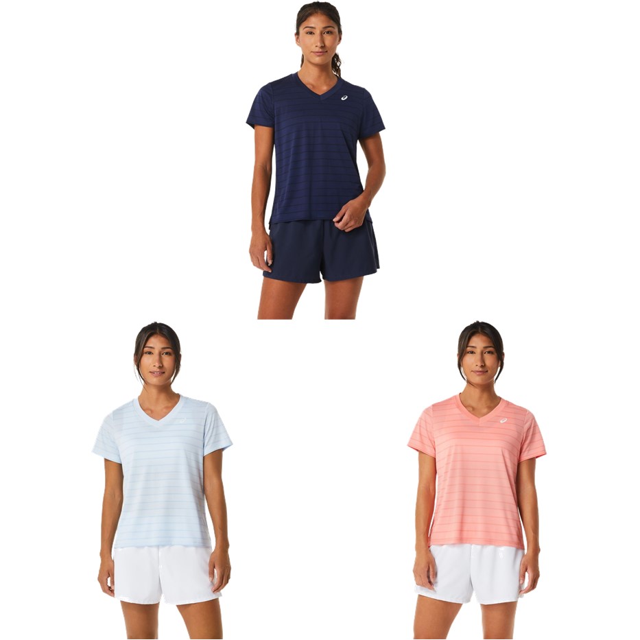 アシックス asics テニスウェア レディース COURT STRIPE SS TOP 2042A264 2023SS