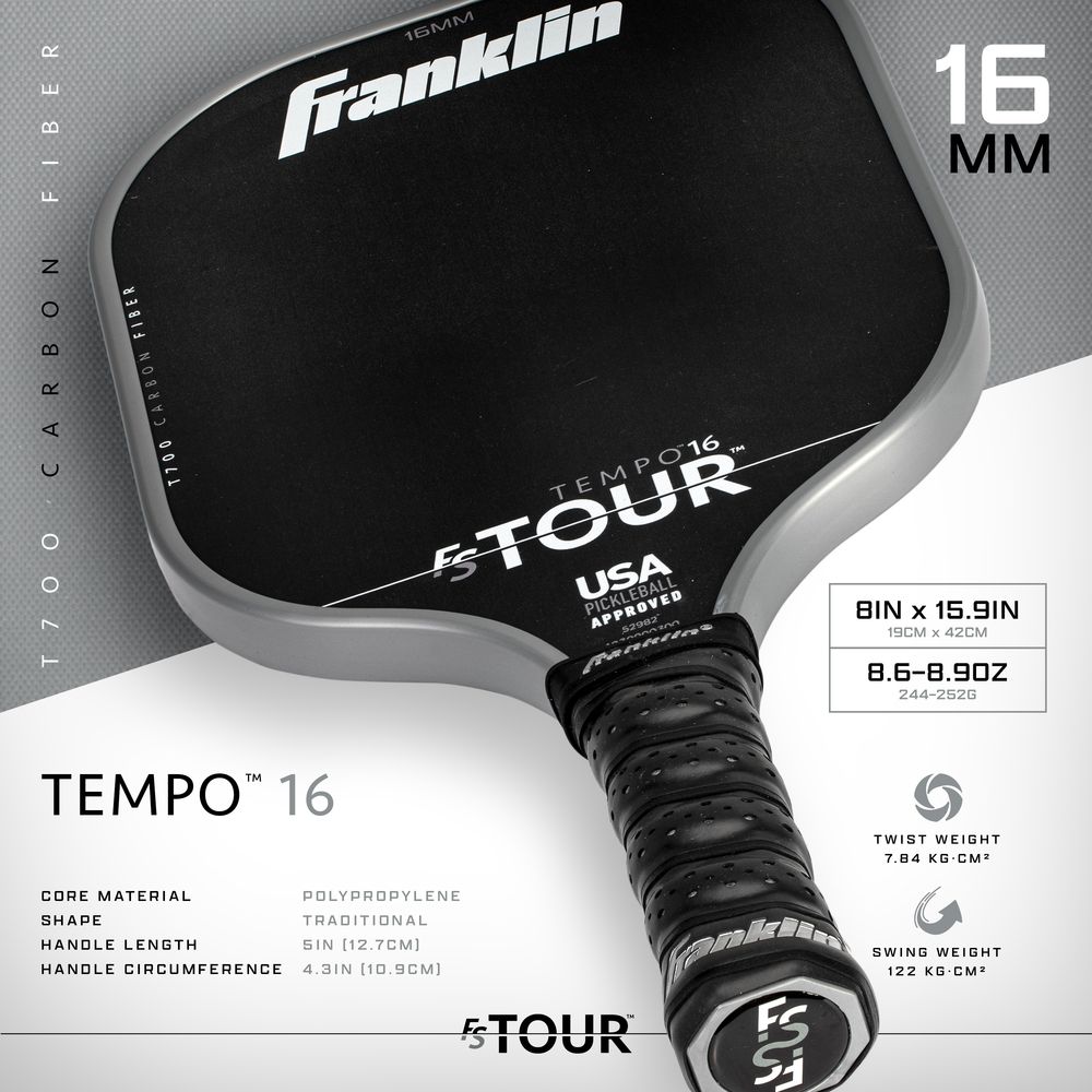 ピックルボールパドル  Franklin フランクリン FS TOUR TEMPO 16mm GRAY 52982_1