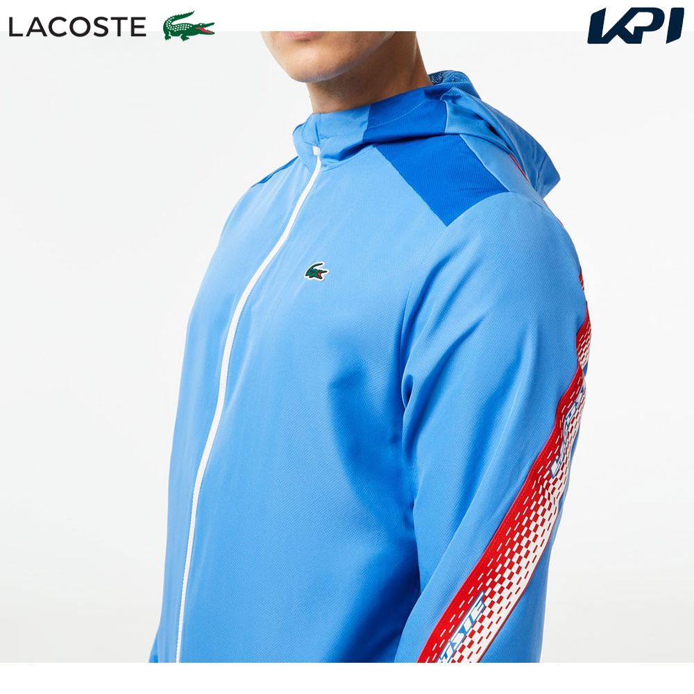 ラコステ LACOSTE テニスウェア メンズ チェッカーテーピングテニスフードジャケットト BH5...