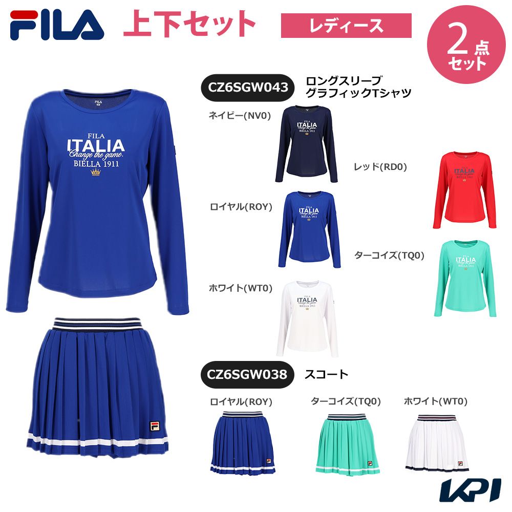 「上下セット」フィラ FILA テニスウェア レディース ロングスリーブグラフィックTシャツ×スコート CZ6SGW043-CZ6SGW038-2 2026SS
