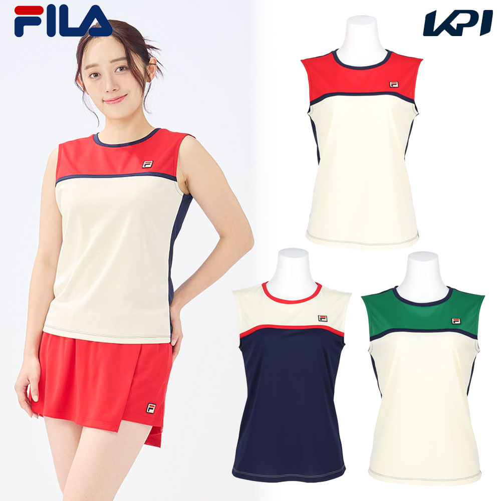 【上下セット】フィラ FILA テニスウェア レディース ノースリーブシャツ×ラップショートパンツ EL0038-EL0039 2025SS FILA（フィラ） 「上下セット」フィラ テニスウェア レディース