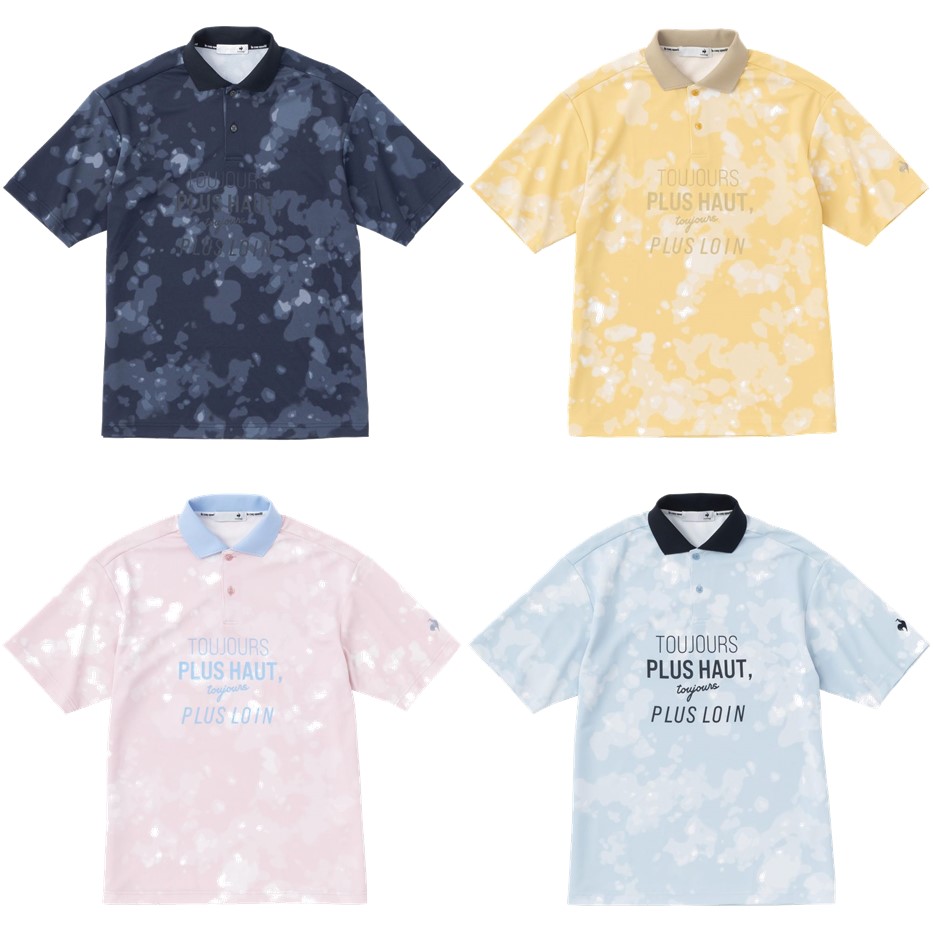 ルコック le coq sportif フィットネスウェア メンズ 総柄グラフィックSUNSCREEN鹿の子ポロシャツ QMMVJA42 2023SS