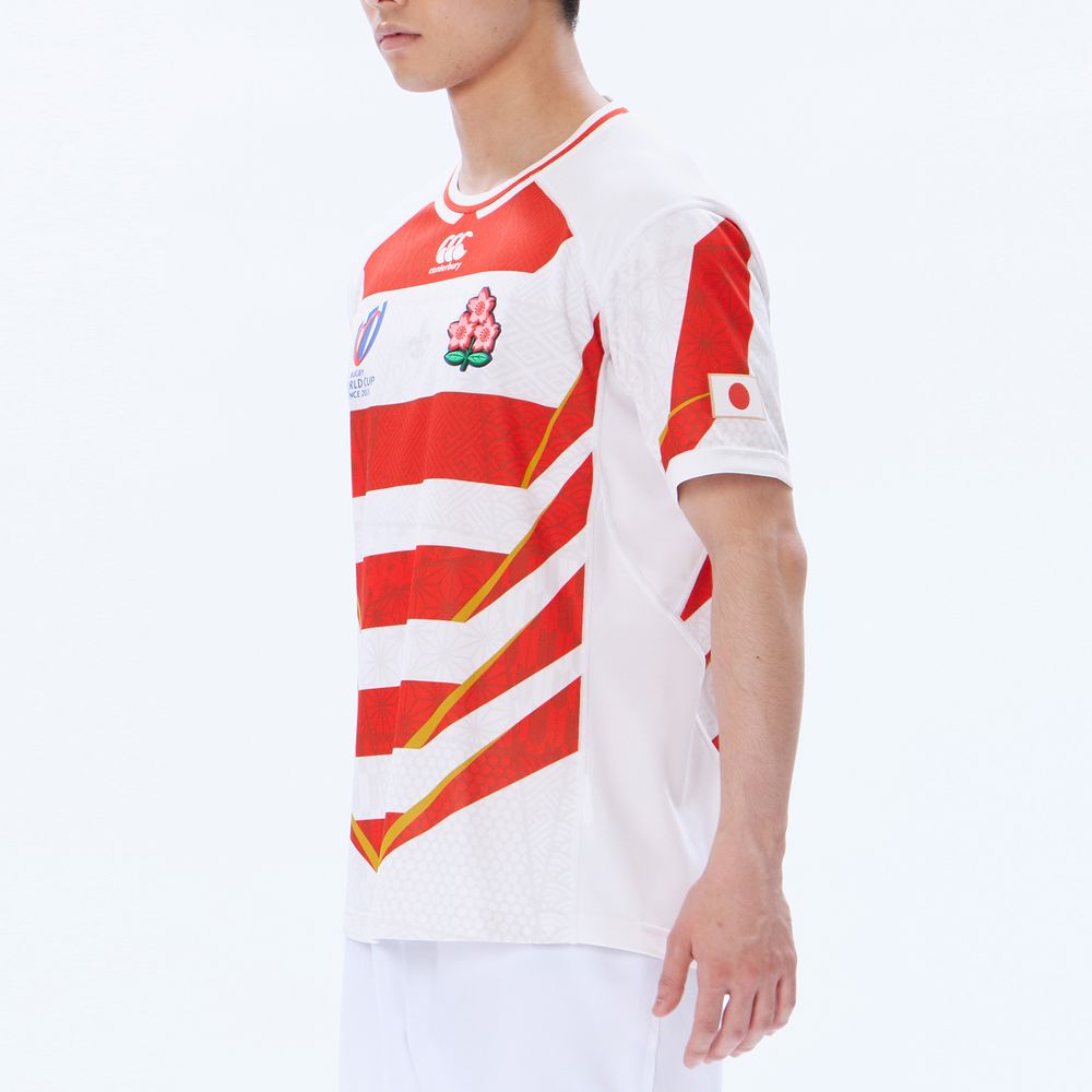 Canterbury ラグビーTシャツ XL 赤白ストライプ 日本代表 カンタベリー（Canterbury） ラグビー メンズ ジャパン RWC2023 日本