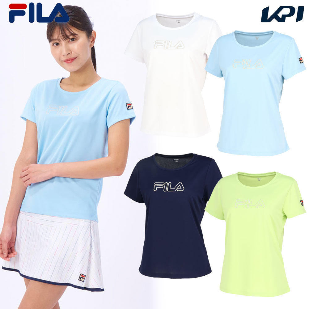 フィラ FILA テニスウェア レディース   アップリケTシャツ VL2819 2024SS｜kpi24