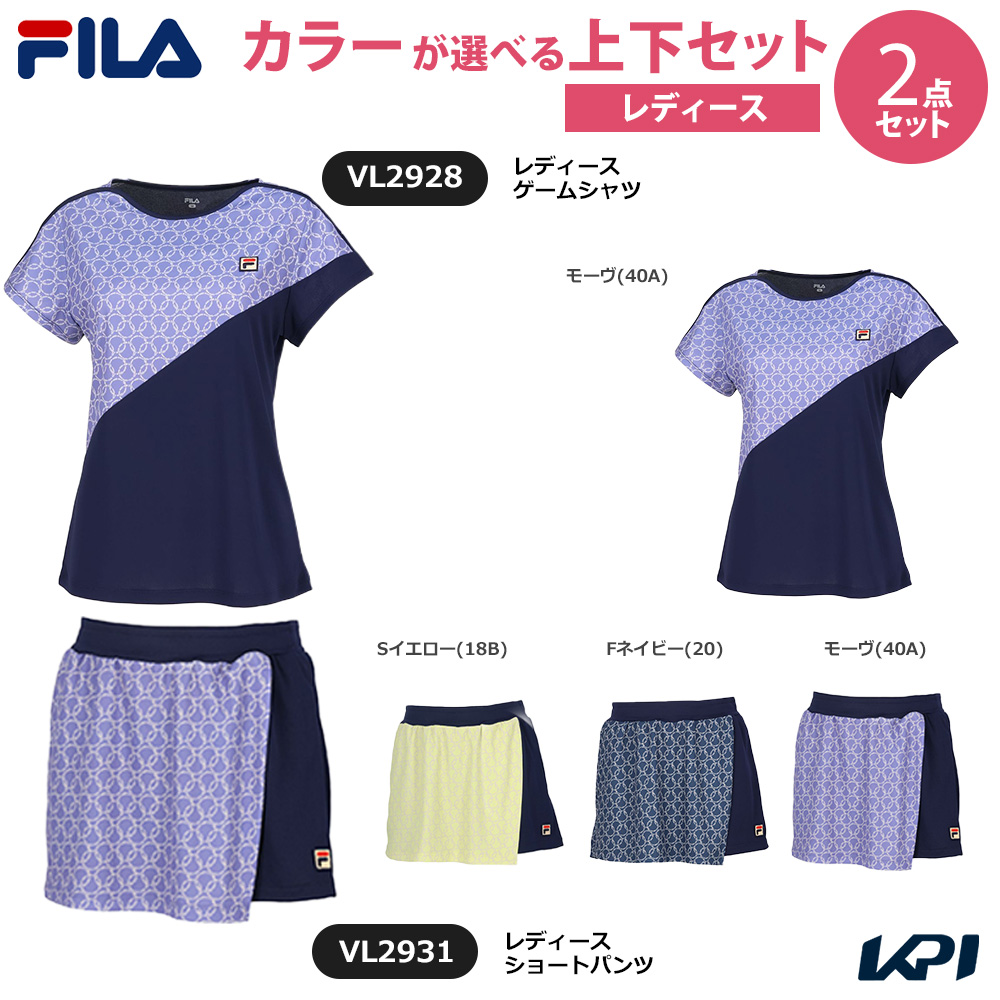 「上下セット」フィラ FILA テニスウェア レディース  ゲームシャツ×ショートパンツ VL2928-VL2931 2024FW