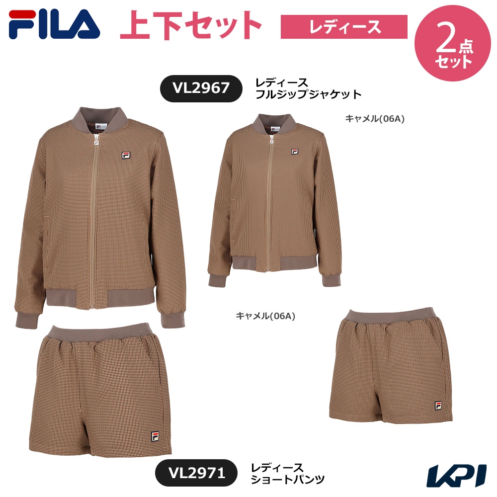「上下セット」フィラ FILA テニスウェア レディース  フルジップジャケット×ショートパンツ VL2967-VL2971 2024FW