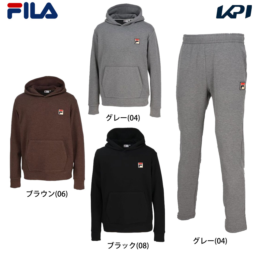 フィラ FILA テニスウェア メンズ   「上下セット」パーカーVM5712＋パンツ VM5713 グレー VM5712-VM5713-04 2024FW