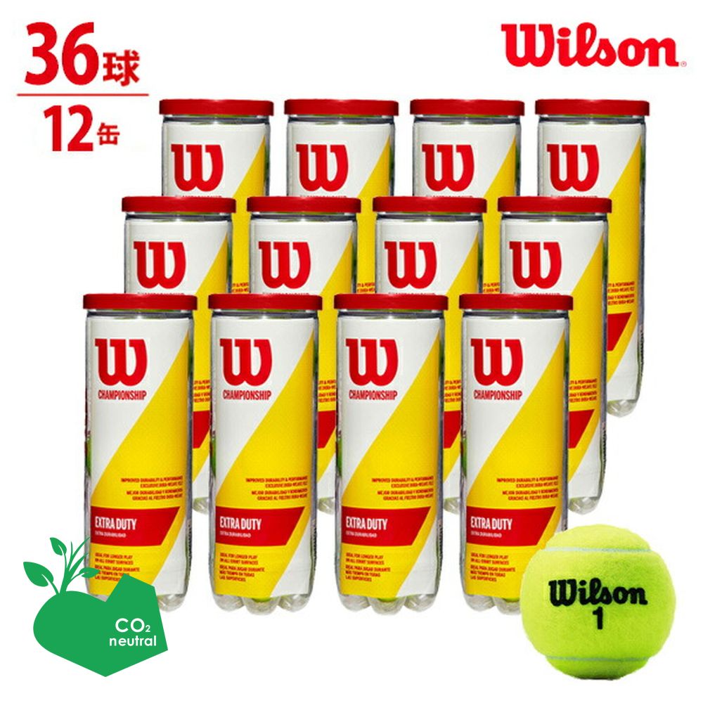 Wilson ウイルソン 「CHAMPIONSHIP EXTRA DUTY チャンピオンシップエクストラデューティー 1箱 3球入×12缶=36球 WRT100101」テニスボール | Wilson