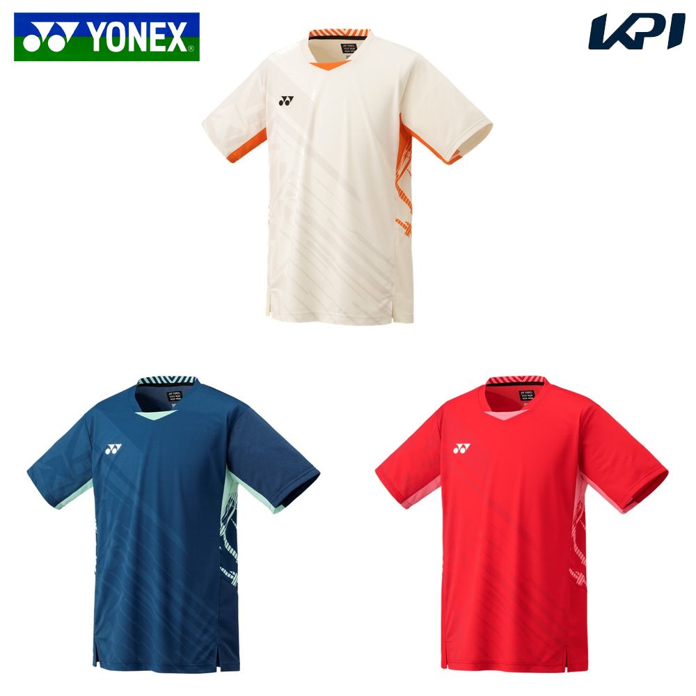 YONEX バドミントン ウェア ホワイト/グレー/レッド YONEX（ヨネックス） バドミントンウェア メンズ ゲームシャツ 10642