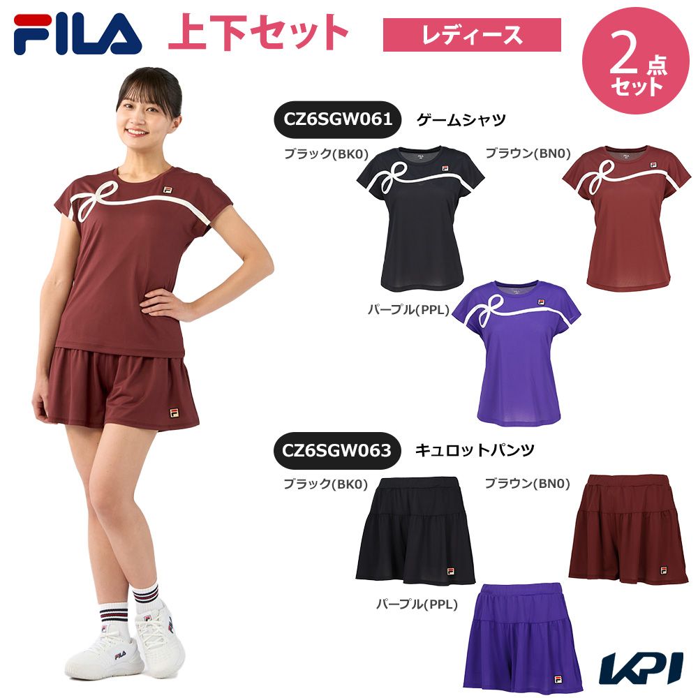 「上下セット」フィラ FILA テニスウェア レディース ゲームシャツ×キュロットパンツ CZ6SGW061-CZ6SGW063 2026SS
