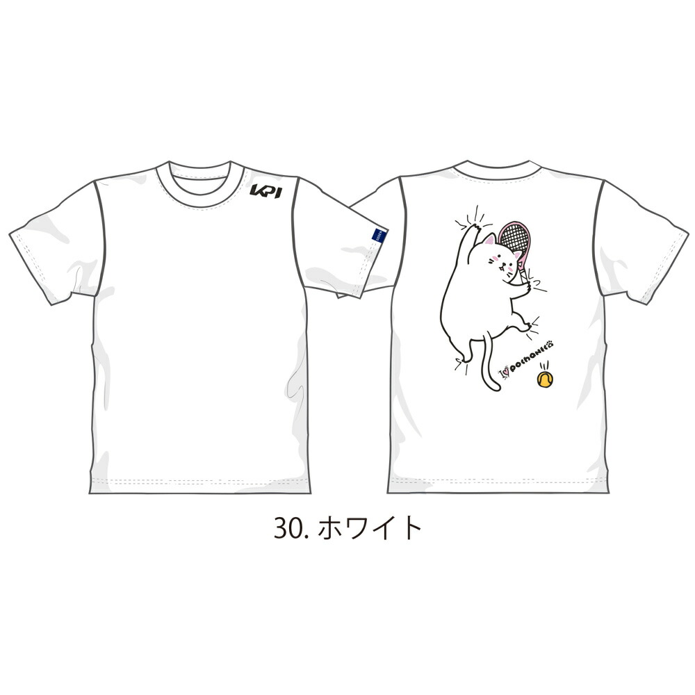 「SDGsプロジェクト」KPI限定モデル テニスウェア ユニセックス pochaneco × KPI ぽちゃ猫 KPIオリジナル Tシャツ しがみつき NPT50 2023SS 『即日出荷』｜kpisports｜03