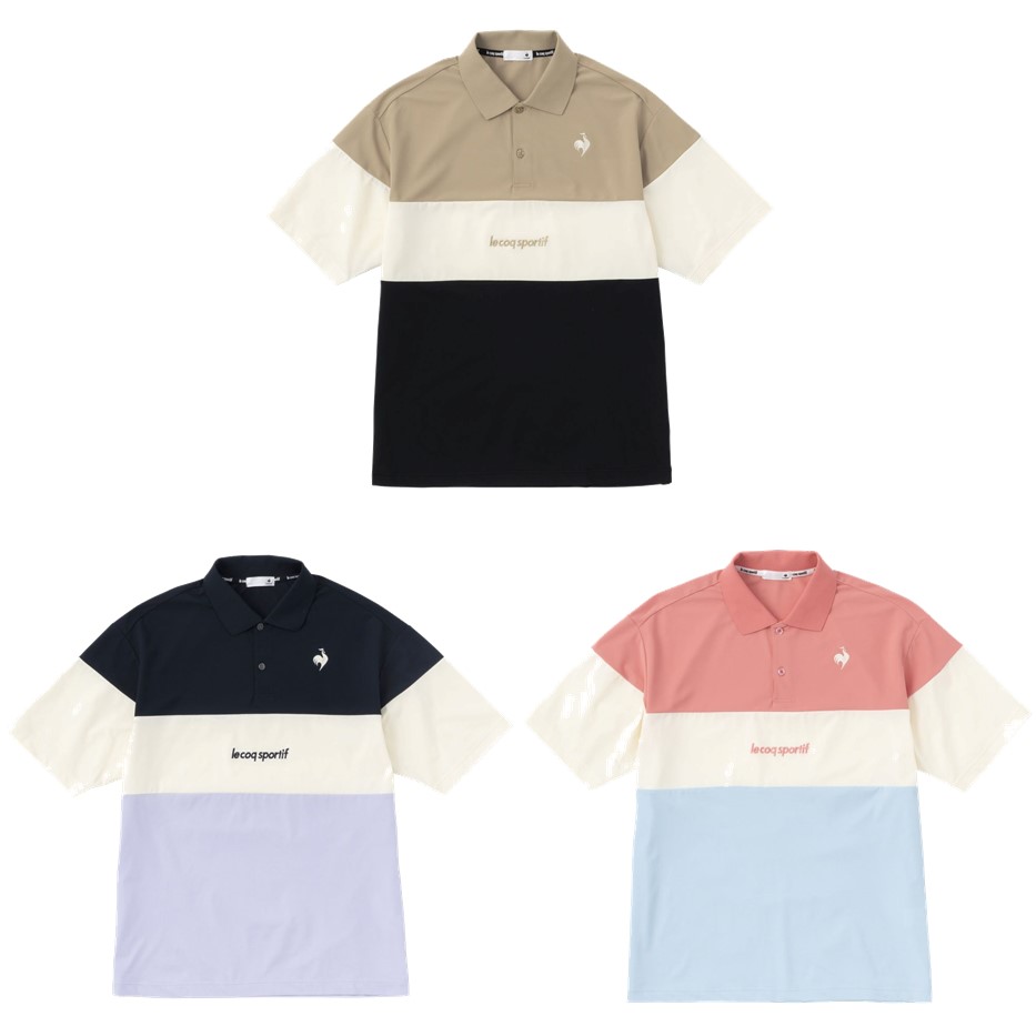 ルコック le coq sportif フィットネスウェア メンズ ヘランカSUNSCREEN鹿の子切替えポロシャツ QMMVJA41 2023SS
