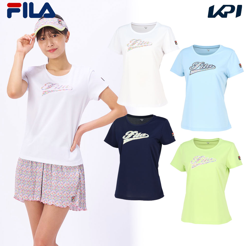 フィラ FILA テニスウェア レディース   アップリケTシャツ VL2808 2024SS