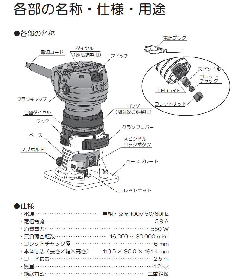 RYOBI (京セラ) 電子トリマー TRE-60V 本体 (単品) 軸径6mm 【628616A 