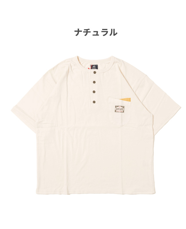 クリフメイヤー KRIFF MAYER メンズ ユニセックス Tシャツ ワンポイント 綿 コットン100 ユーズド加工 古着風 アウトドア ピグメント ヘンリーネック 半袖 ポケT｜kriffmayer｜02