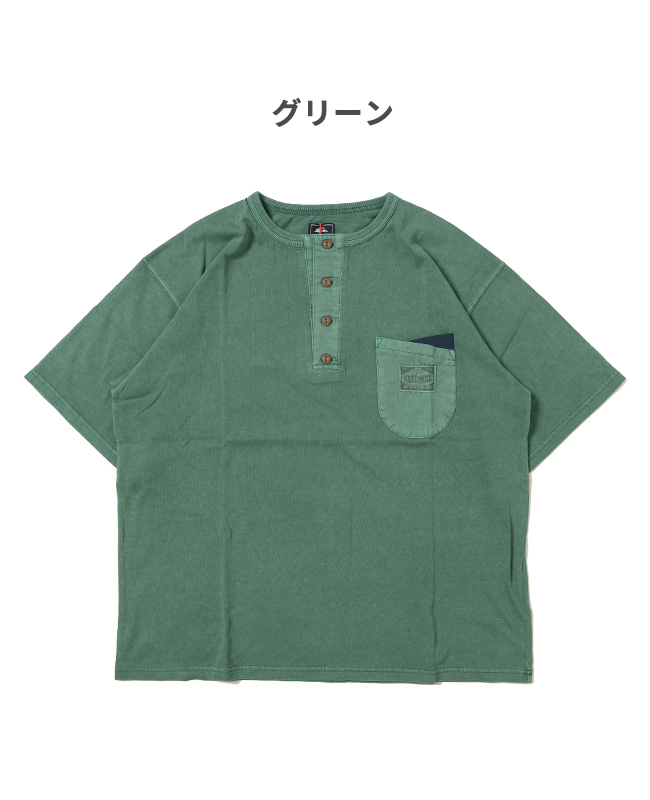 クリフメイヤー KRIFF MAYER メンズ ユニセックス Tシャツ ワンポイント 綿 コットン100 ユーズド加工 古着風 アウトドア ピグメント ヘンリーネック 半袖 ポケT｜kriffmayer｜05