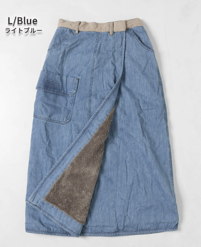 クリフメイヤー レディース KRIFF MAYER LADYS ボトムス ロングスカート スカート ブランケット フリース 綿100 アウトドア 防寒 2WAY 裏ボア デニム 巻スカート | KRIFF MAYER Lady's Collection | 03