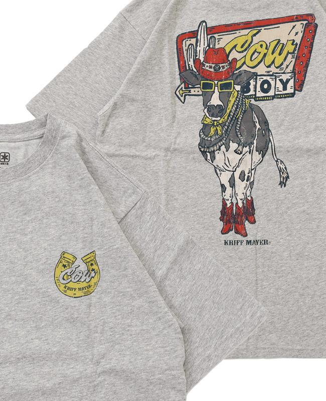 クリフメイヤー KRIFF MAYER メンズ ユニセックス 半袖 Tシャツ バックプリント アニマル 汗染み防止 撥水防汚 カジュアル アメカジ ウェットプロテクト T 牛 | KRIFF MAYER | 02