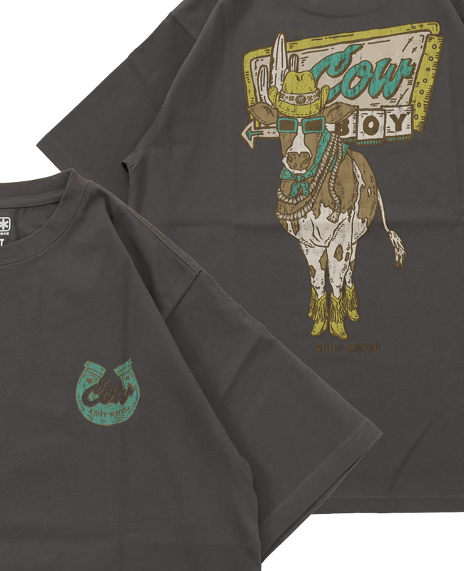 クリフメイヤー KRIFF MAYER メンズ ユニセックス 半袖 Tシャツ バックプリント アニマル 汗染み防止 撥水防汚 カジュアル アメカジ ウェットプロテクト T 牛 | KRIFF MAYER | 03