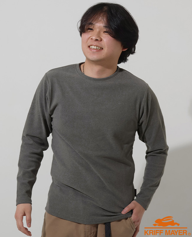 クリフメイヤー KRIFF MAYER メンズ レディース ユニセックス 長袖 Tシャツ ロンT 暖かい 無地 ストレッチ 防寒 微起毛 もちのび クルーネック インナー | KRIFF MAYER | 02