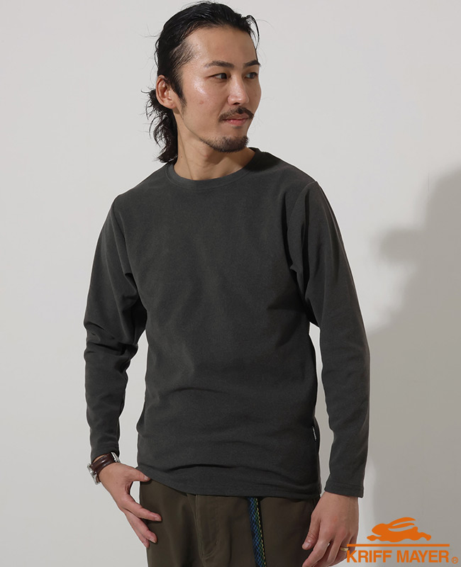 クリフメイヤー KRIFF MAYER メンズ レディース ユニセックス 長袖 Tシャツ ロンT 暖かい 無地 ストレッチ 防寒 微起毛 もちのび クルーネック インナー | KRIFF MAYER | 03