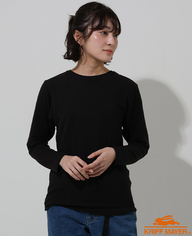 クリフメイヤー KRIFF MAYER メンズ レディース ユニセックス 長袖 Tシャツ ロンT 暖かい 無地 ストレッチ 防寒 微起毛 もちのび クルーネック インナー | KRIFF MAYER | 04