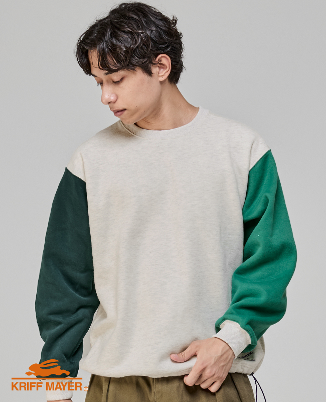 クリフメイヤー KRIFF MAYER メンズ ユニセックス 長袖 スウェット 刺繍 ドローコード 2025FW 裏起毛 レトロカラー クルー | KRIFF MAYER Lady's Collection | 01
