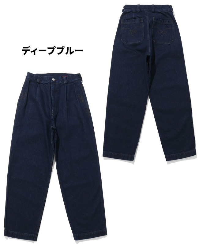 クリフメイヤー KRIFF MAYER メンズ ボトムス ロングパンツ フルレングス ワイドパンツ ジーンズ インディゴ ヒッコリー ツータック デニムウエスタンパンツ | KRIFF MAYER | 01