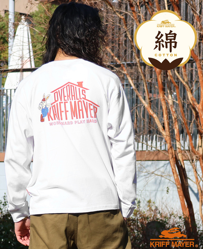 クリフメイヤー KRIFF MAYER メンズ ユニセックス Tシャツ 綿100 コットン カジュアル アメカジ クリフ ラビット ロンT ワーク | KRIFF MAYER | 01
