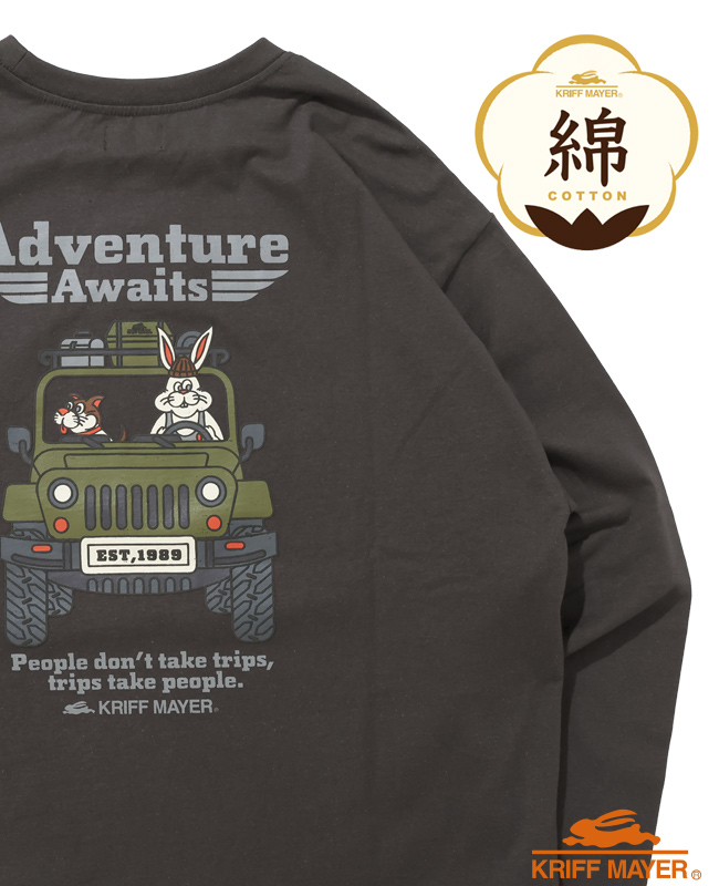 クリフメイヤー KRIFF MAYER メンズ ユニセックス Tシャツ 綿100 コットン カジュアル アメカジ クリフ ラビット ロンT 車 | KRIFF MAYER | 02